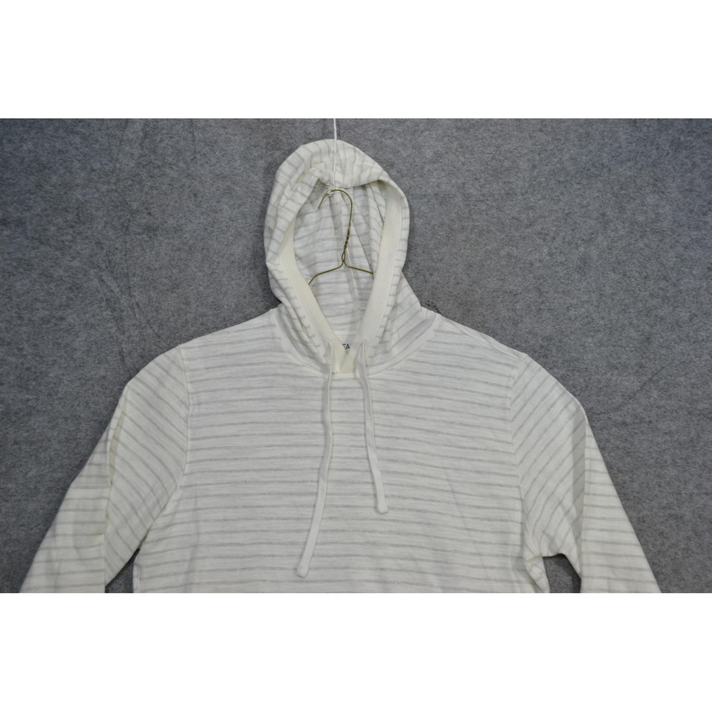 Faherty Hoodie Mens L White Sunwashed Organic Cotton Stripe Pullover MKC0096-IYR